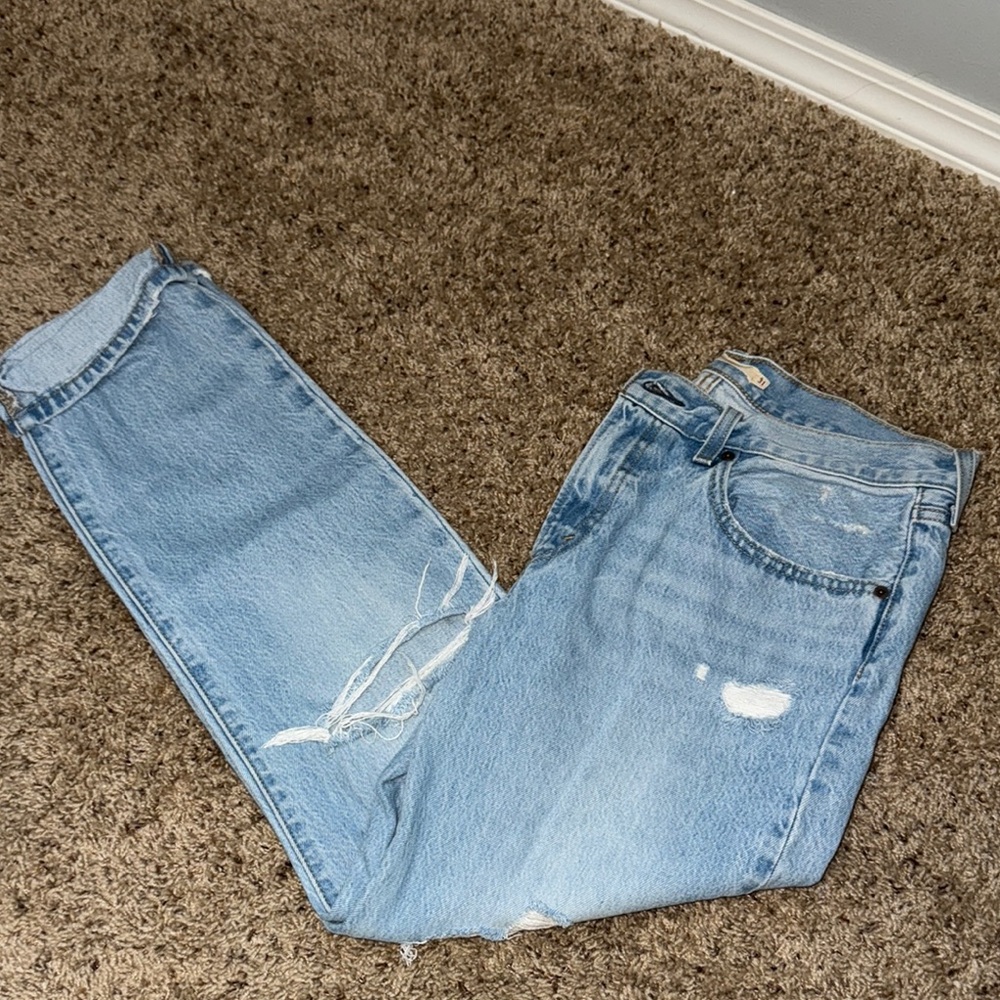 Levi's Blue Boyfriend Jeans Distressed Casual